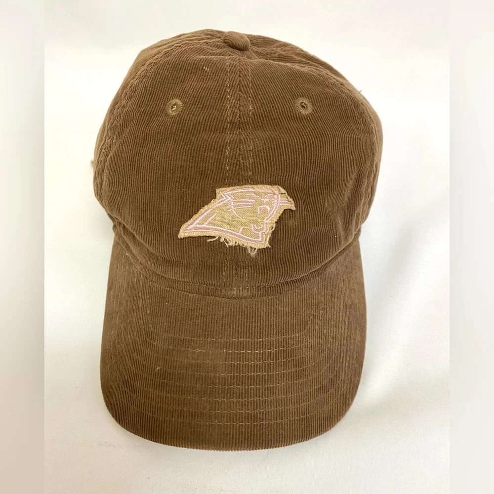 Carolina Panthers NFL Brown Corduroy Reebok Adjustable Hat Ballcap with Pink #A4 - Picture 1 of 11